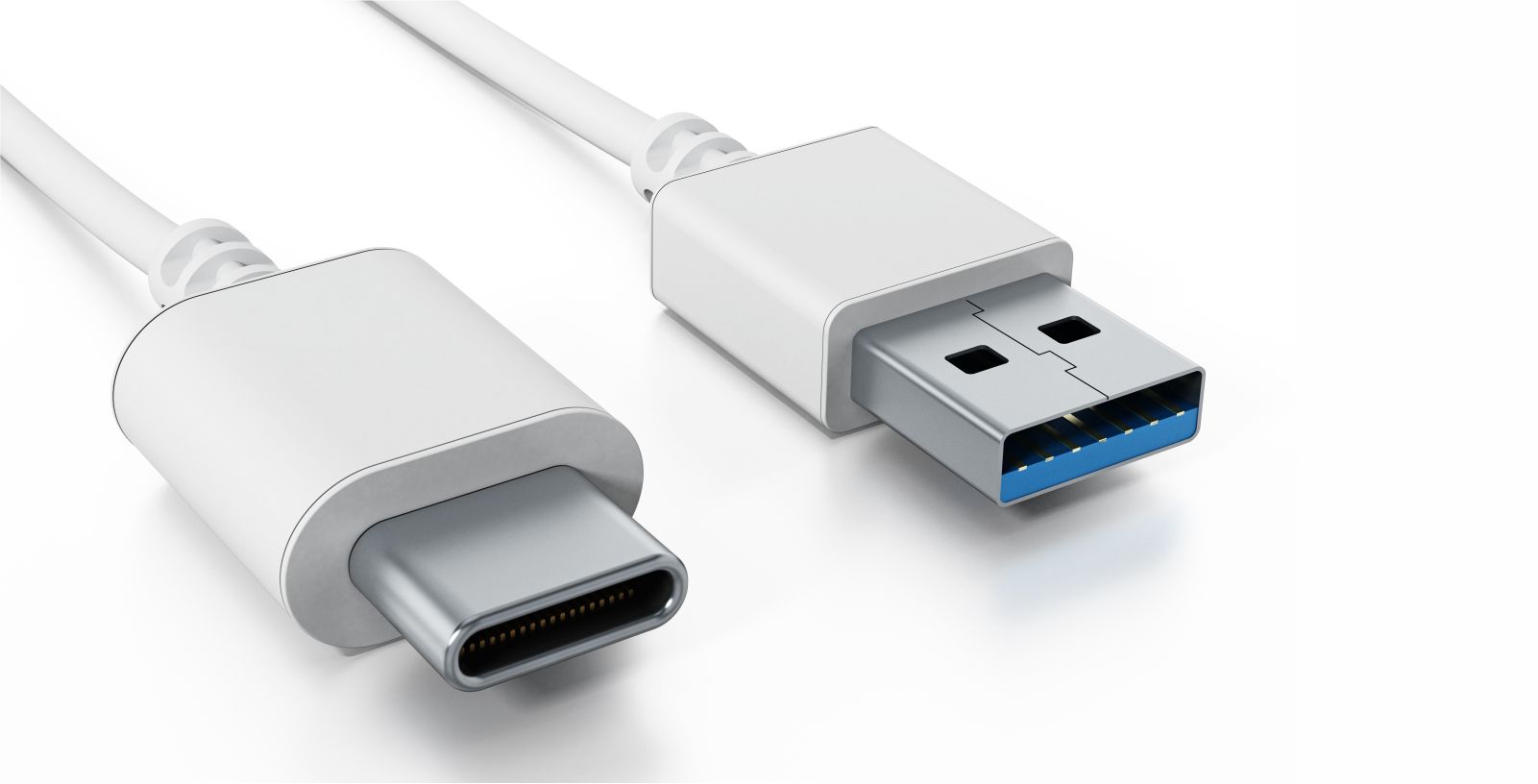 white USB cable with USB-C plug