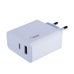 Caricabatterie AK-CH-14 USB-A + USB-C PD 5-20V / max. 3A 45W Quick Charge 3.0